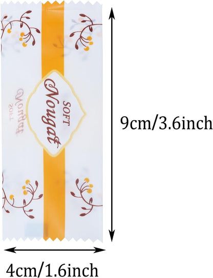 Nougats Candy Bags 400Pcs Clear Plastic Caramels Gift Candy Wrappers Packing Bags Pouch for Christmas Theme Party Candies Making (Strip Yellow)