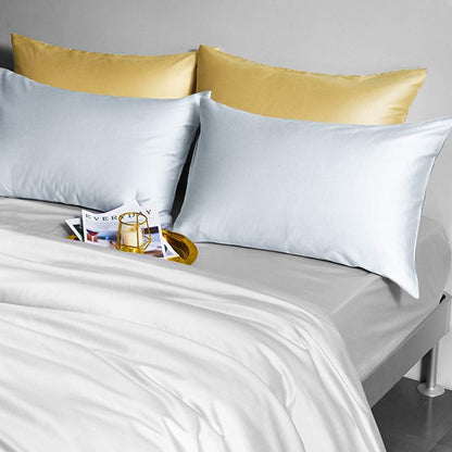 2 Pack Zipped Satin Standard Pillowcases for Hair and Skin, Silky and Super Soft (20"x26") Zippered Satin Pillow Cases, Yellow, 20x26 Inches