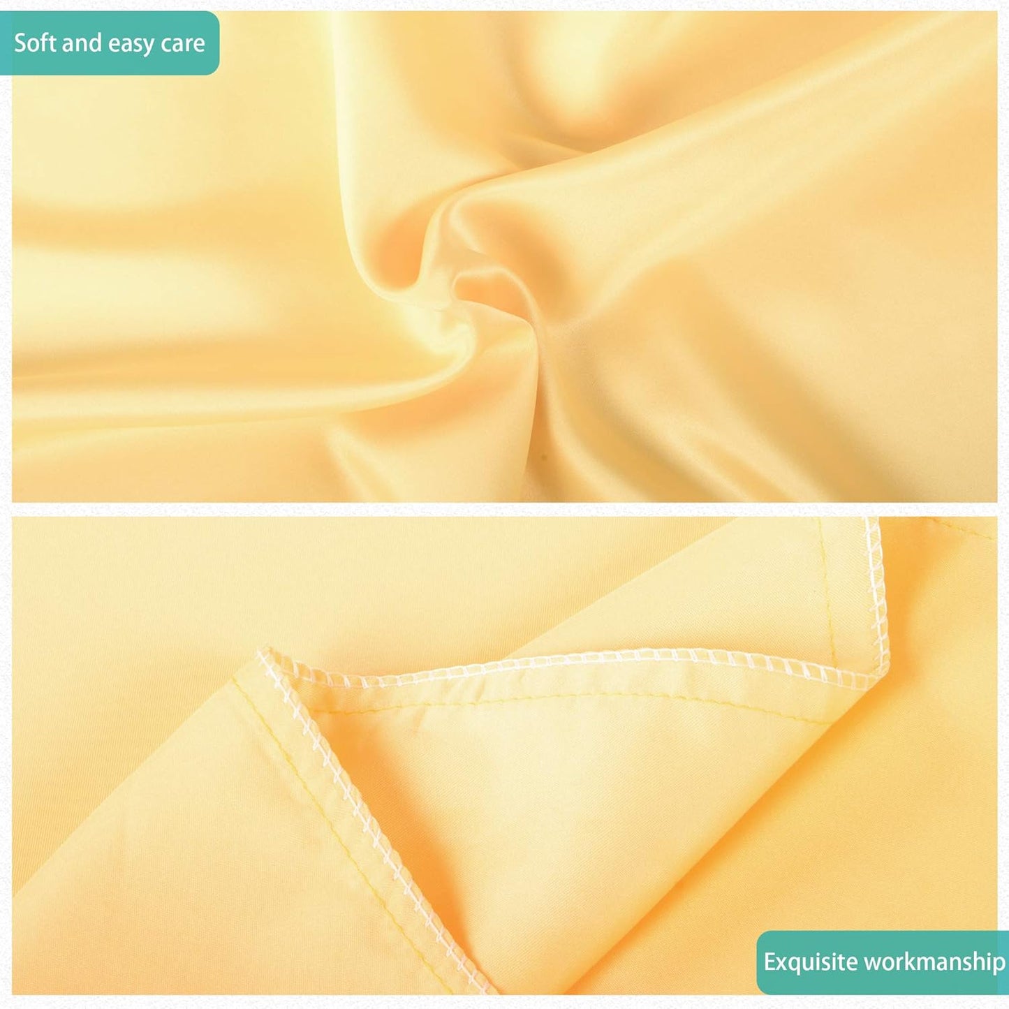 2 Pack Zipped Satin Standard Pillowcases for Hair and Skin, Silky and Super Soft (20"x26") Zippered Satin Pillow Cases, Yellow, 20x26 Inches