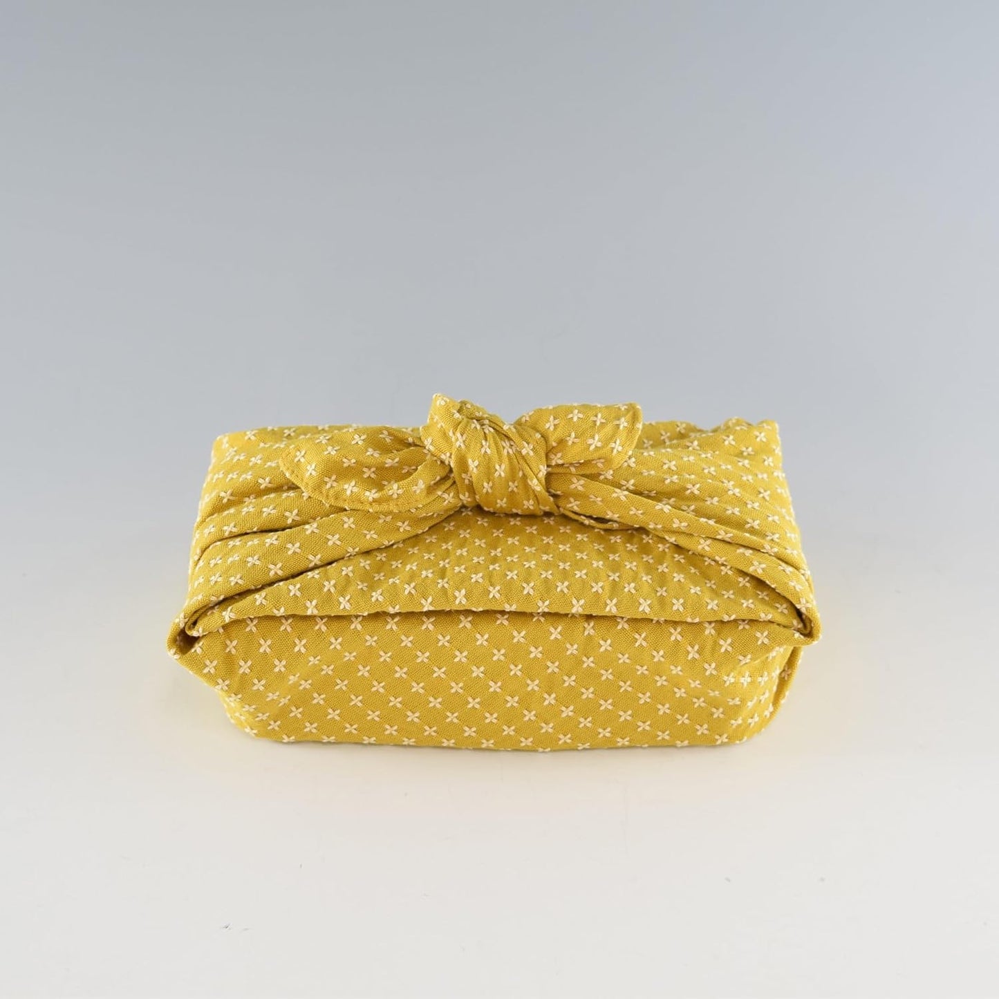 Japanese Furoshiki Cute Handkerchief & Bento Kinchaku Bag Cotton Fabric Wrapping Cloth Handmade in Kyoto Gifts Souvenir (105x105cm, Cross sashiko) (Yellow)