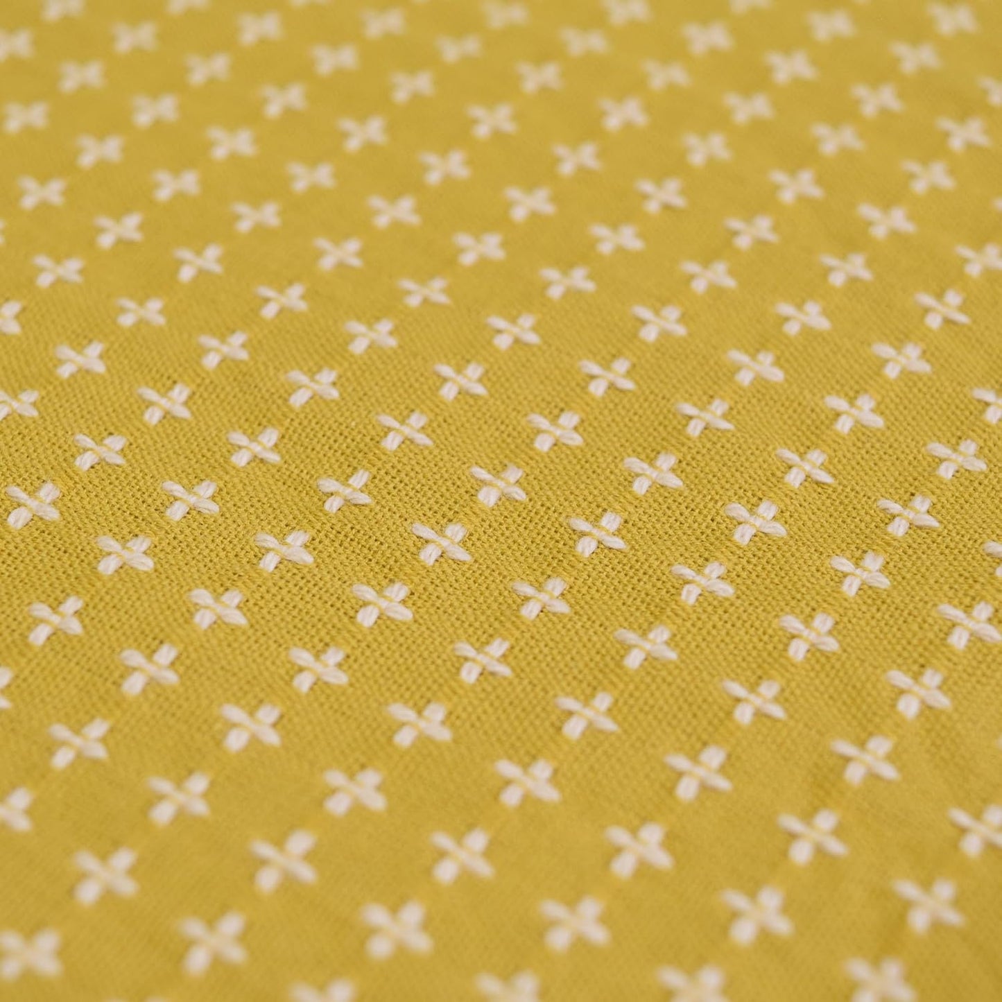 Japanese Furoshiki Cute Handkerchief & Bento Kinchaku Bag Cotton Fabric Wrapping Cloth Handmade in Kyoto Gifts Souvenir (105x105cm, Cross sashiko) (Yellow)