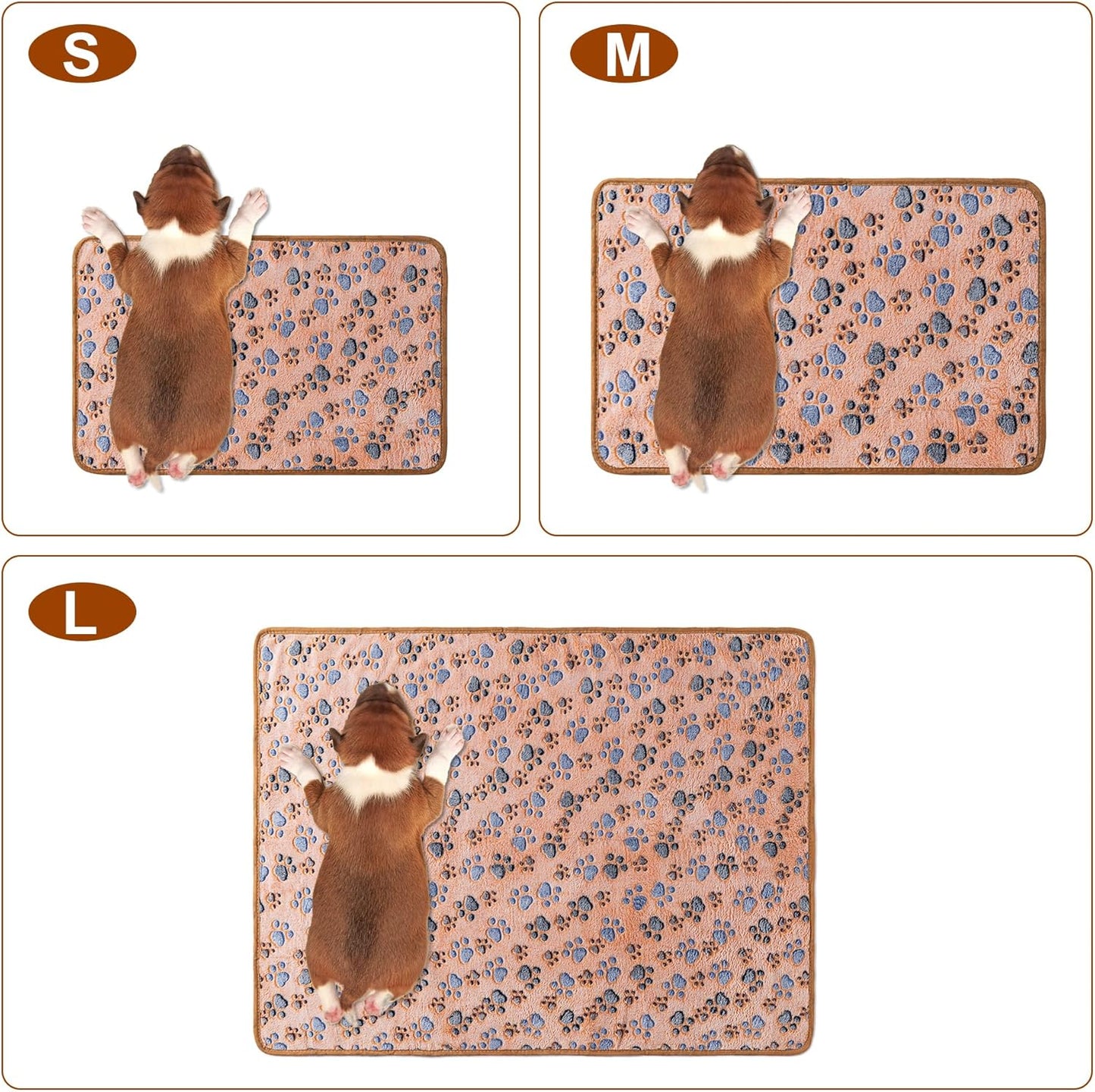 1 Pack 3 Blankets for Dog Puppy Cat (Small 23x16'', Pink, Yellow, Blue) | Super Soft Fluffy Premium Fleece Pet Blanket Flannel Paw Printed Throw