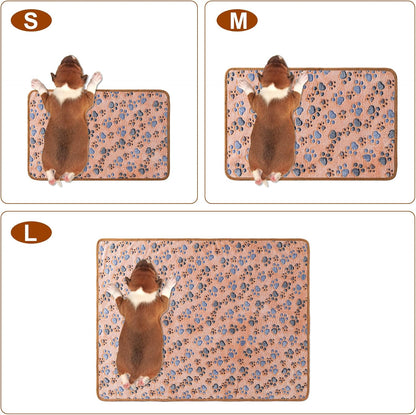1 Pack 3 Blankets for Dog Puppy Cat (Small 23x16'', Pink, Yellow, Blue) | Super Soft Fluffy Premium Fleece Pet Blanket Flannel Paw Printed Throw