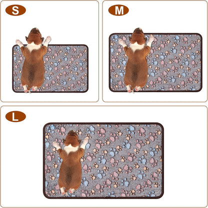 1 Pack 3 Blankets for Dog Puppy Cat (Small 23x16'', Pink, Yellow, Blue) | Super Soft Fluffy Premium Fleece Pet Blanket Flannel Paw Printed Throw