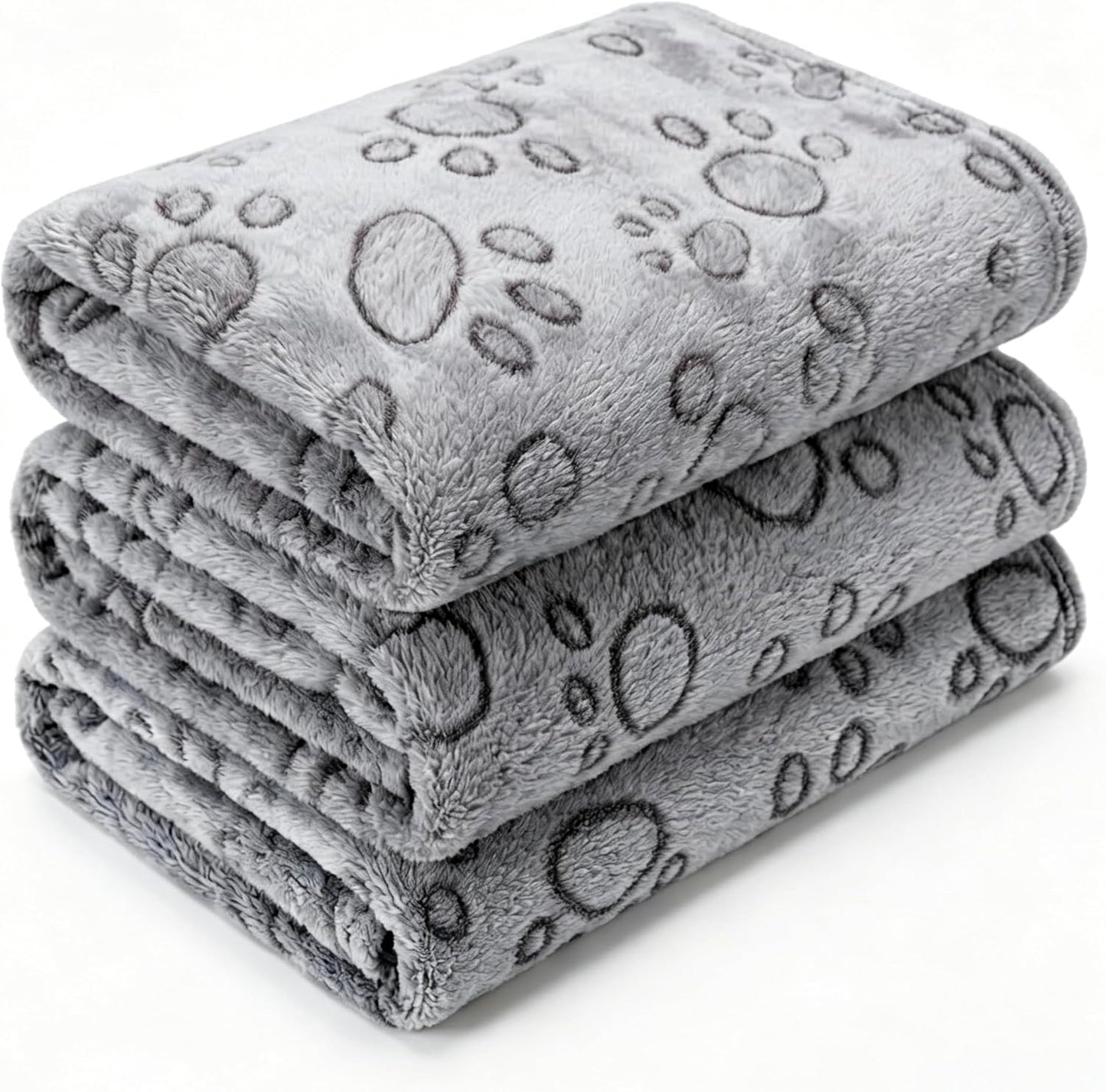 1 Pack 3 Blankets for Dog Puppy Cat (Small 23x16'', Pink, Yellow, Blue) | Super Soft Fluffy Premium Fleece Pet Blanket Flannel Paw Printed Throw