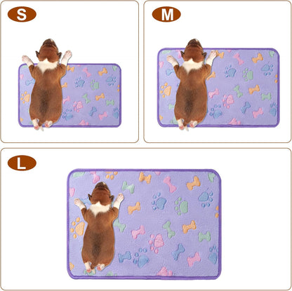 1 Pack 3 Blankets for Dog Puppy Cat (Small 23x16'', Pink, Yellow, Blue) | Super Soft Fluffy Premium Fleece Pet Blanket Flannel Paw Printed Throw