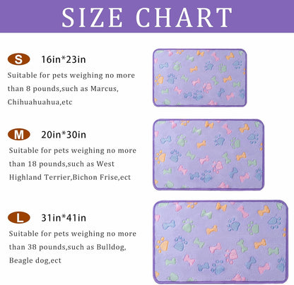 1 Pack 3 Blankets for Dog Puppy Cat (Small 23x16'', Pink, Yellow, Blue) | Super Soft Fluffy Premium Fleece Pet Blanket Flannel Paw Printed Throw