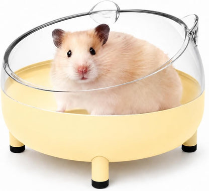 Meow&Woof Hamster Sand Bath Container, Large Sandbox Toilet Gerbil Batheoom, Tiny Chinchilla Dust Bathtub Sand Bath Box for Hamster Cage Accessories 5.2 Inch-Yellow
