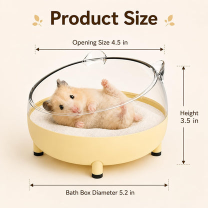 Meow&Woof Hamster Sand Bath Container, Large Sandbox Toilet Gerbil Batheoom, Tiny Chinchilla Dust Bathtub Sand Bath Box for Hamster Cage Accessories 5.2 Inch-Yellow