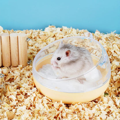 Meow&Woof Hamster Sand Bath Container, Large Sandbox Toilet Gerbil Batheoom, Tiny Chinchilla Dust Bathtub Sand Bath Box for Hamster Cage Accessories 5.2 Inch-Yellow