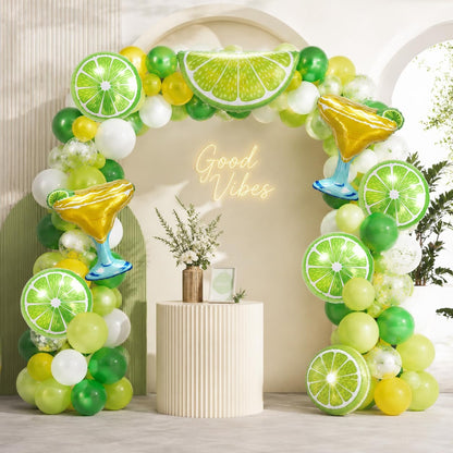 12Pcs Lime Balloons Set Green Lemon Fruit Foil Balloons Margarita Balloons for Summer Lemon Birthday Party Decorations Margarita Bachelorette Party Decorations