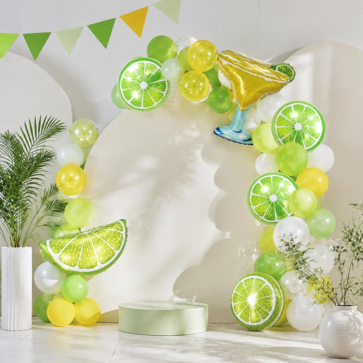 12Pcs Lime Balloons Set Green Lemon Fruit Foil Balloons Margarita Balloons for Summer Lemon Birthday Party Decorations Margarita Bachelorette Party Decorations