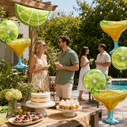 12Pcs Lime Balloons Set Green Lemon Fruit Foil Balloons Margarita Balloons for Summer Lemon Birthday Party Decorations Margarita Bachelorette Party Decorations