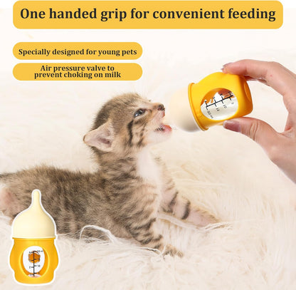 Pet Nursing Bottle Puppy Kitten Soft Silicone Bottles for Nursing for Newborn Kittens, Puppies, Small Animals (20ml, Yellow)