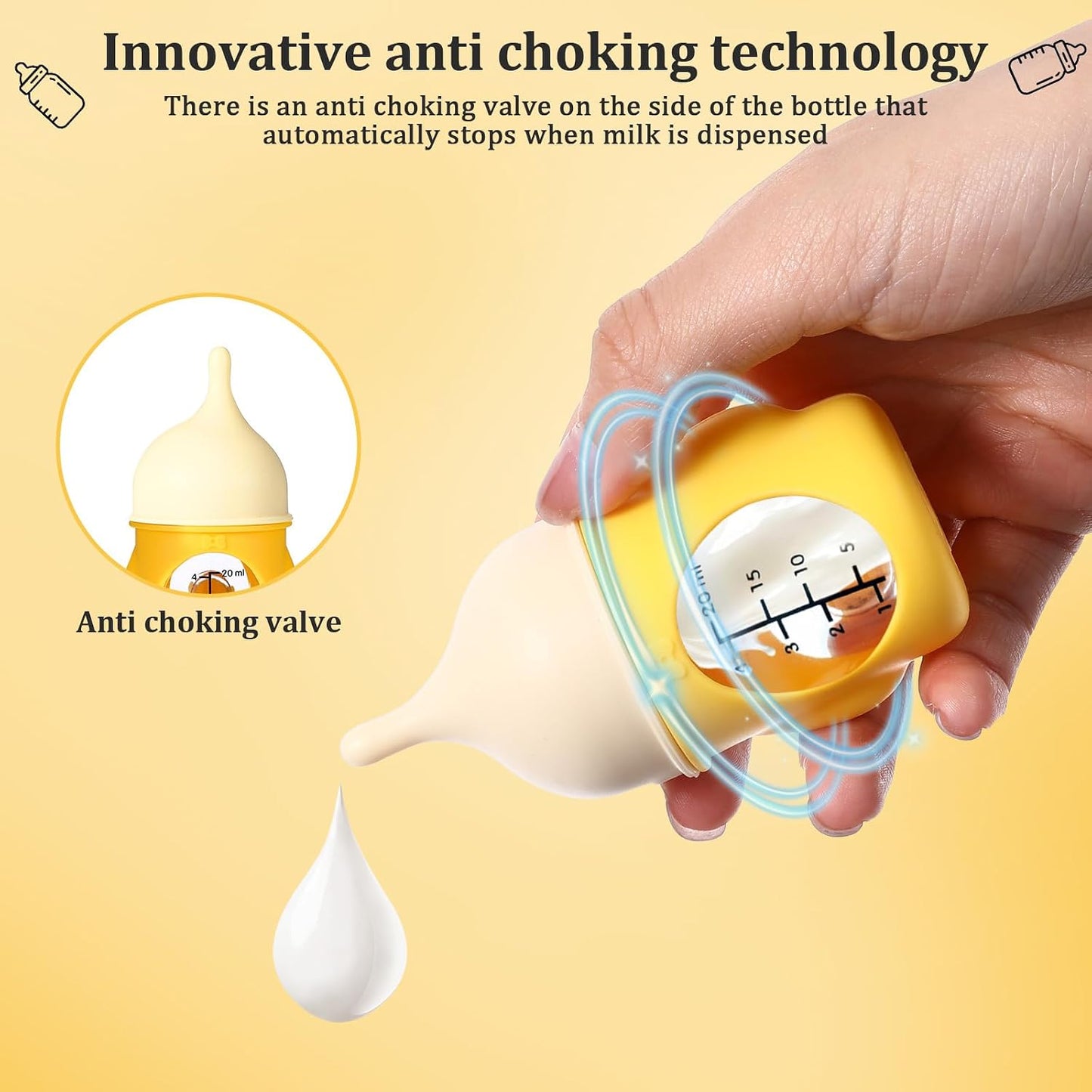 Pet Nursing Bottle Puppy Kitten Soft Silicone Bottles for Nursing for Newborn Kittens, Puppies, Small Animals (20ml, Yellow)