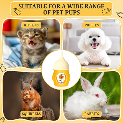 Pet Nursing Bottle Puppy Kitten Soft Silicone Bottles for Nursing for Newborn Kittens, Puppies, Small Animals (20ml, Yellow)