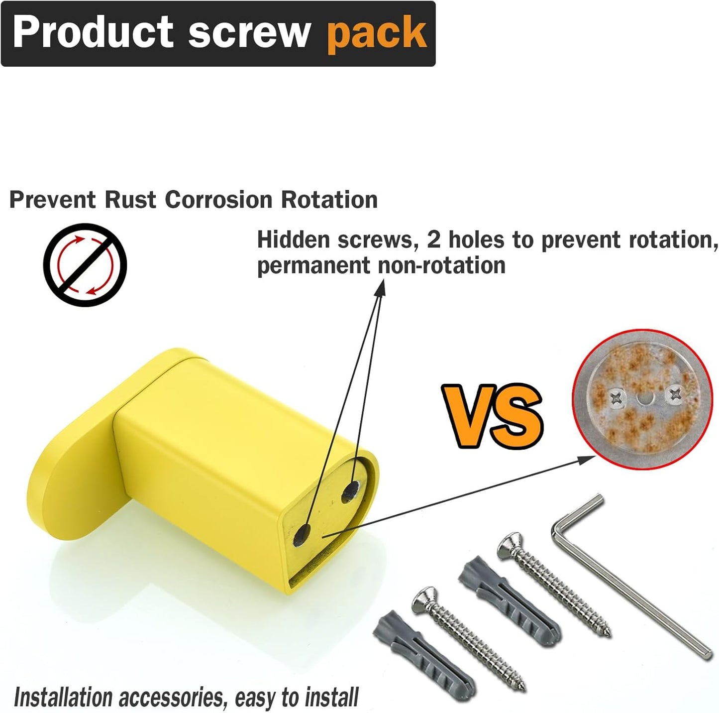 Yellow Towel Hooks for Bathrooms Round Shower Hooks SUS304 Stainless Steel Wall Mount Coat Hooks.RD-96026-8YL