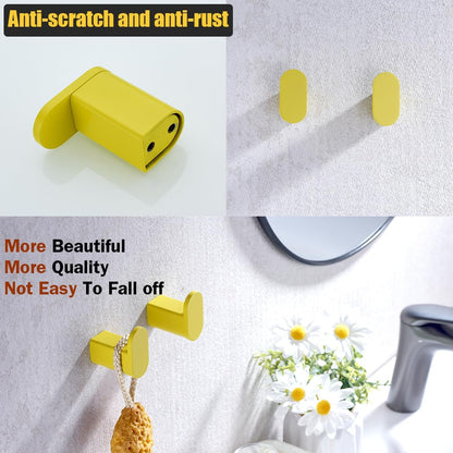 Yellow Towel Hooks for Bathrooms Round Shower Hooks SUS304 Stainless Steel Wall Mount Coat Hooks.RD-96026-8YL