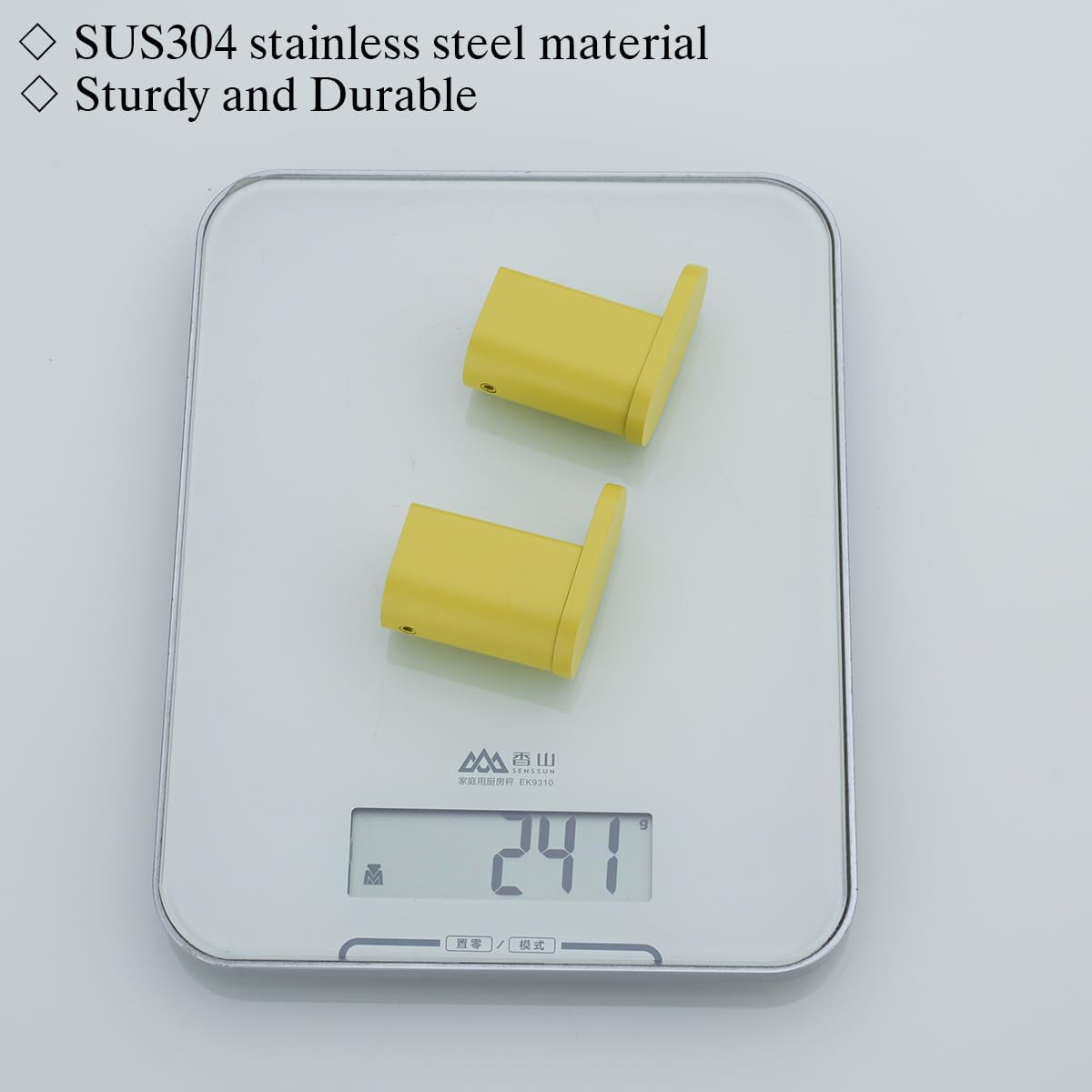 Yellow Towel Hooks for Bathrooms Round Shower Hooks SUS304 Stainless Steel Wall Mount Coat Hooks.RD-96026-8YL
