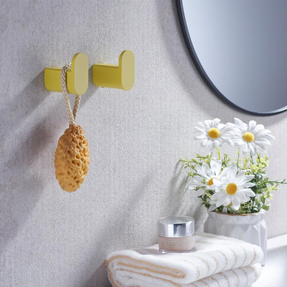 Yellow Towel Hooks for Bathrooms Round Shower Hooks SUS304 Stainless Steel Wall Mount Coat Hooks.RD-96026-8YL
