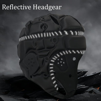 Soft Shell Padded Helmet, 7v7 Flag Football Headguard with Reflective Strips, Rugby Scrum Cap for Goalie Keeper, Hockey