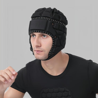 Soft Shell Padded Helmet, 7v7 Flag Football Headguard with Reflective Strips, Rugby Scrum Cap for Goalie Keeper, Hockey