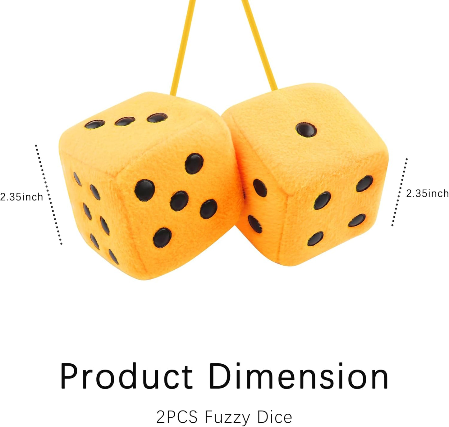 Stylish Fuzzy Dice for Car Hanging Ornament,Funny Plush Dice Rear View Mirror Accessories,Car Accessories Interior Cute Mirror Hanging Accessories (Yellow)