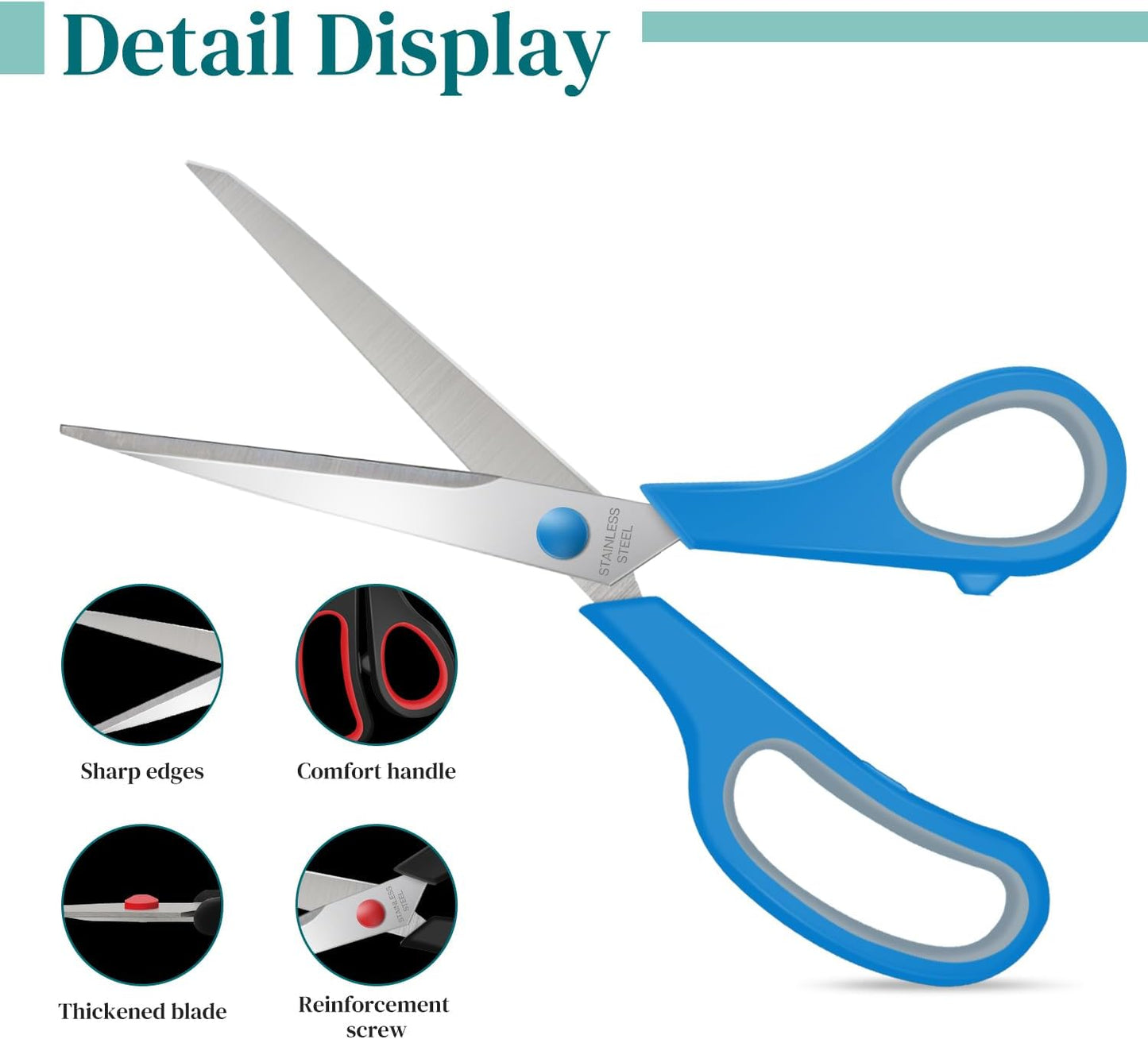 6 Packs Sewing Craft Scissors Bulk,8" Multipurpose Heavy Duty Sharp Scissors,Stainless Steel Shears for Home Office Student Supplies,Yellow