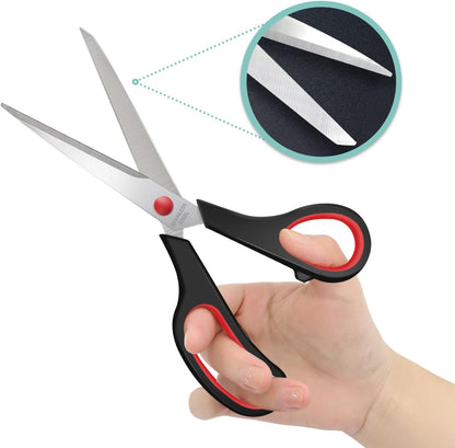 6 Packs Sewing Craft Scissors Bulk,8" Multipurpose Heavy Duty Sharp Scissors,Stainless Steel Shears for Home Office Student Supplies,Yellow