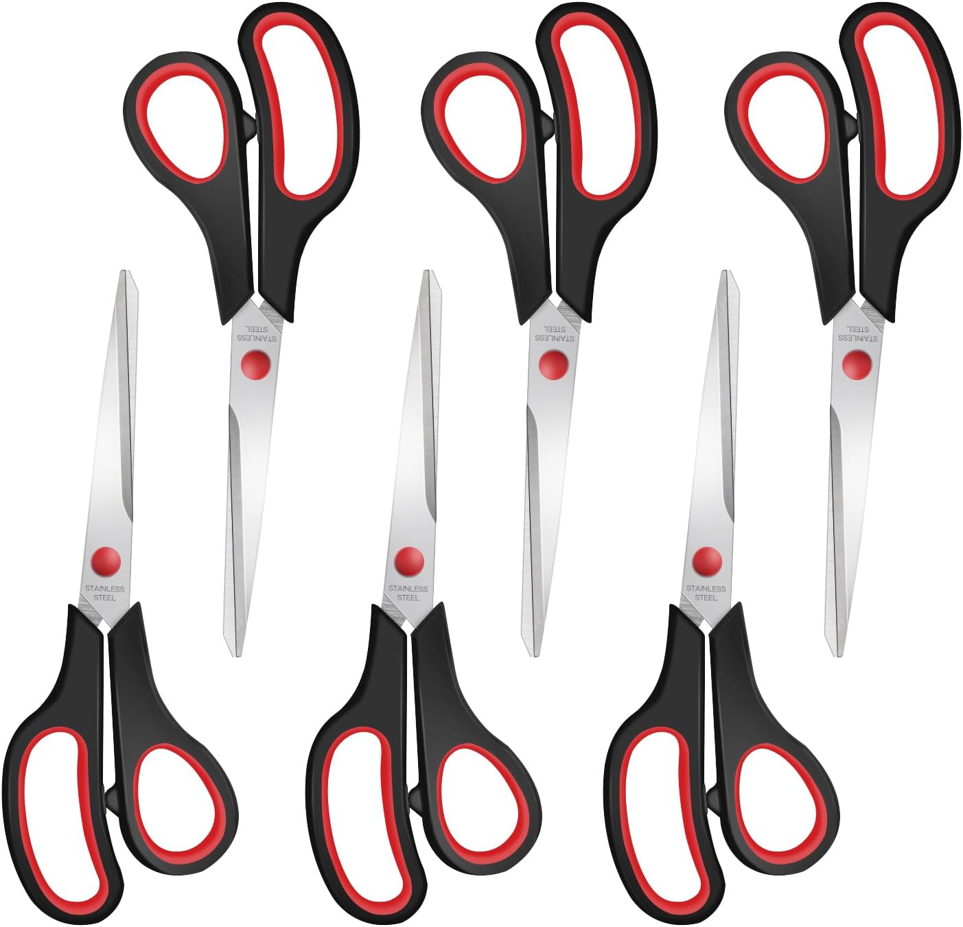 6 Packs Sewing Craft Scissors Bulk,8" Multipurpose Heavy Duty Sharp Scissors,Stainless Steel Shears for Home Office Student Supplies,Yellow