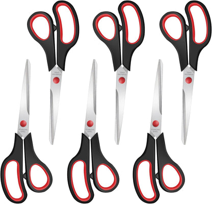 6 Packs Sewing Craft Scissors Bulk,8" Multipurpose Heavy Duty Sharp Scissors,Stainless Steel Shears for Home Office Student Supplies,Yellow