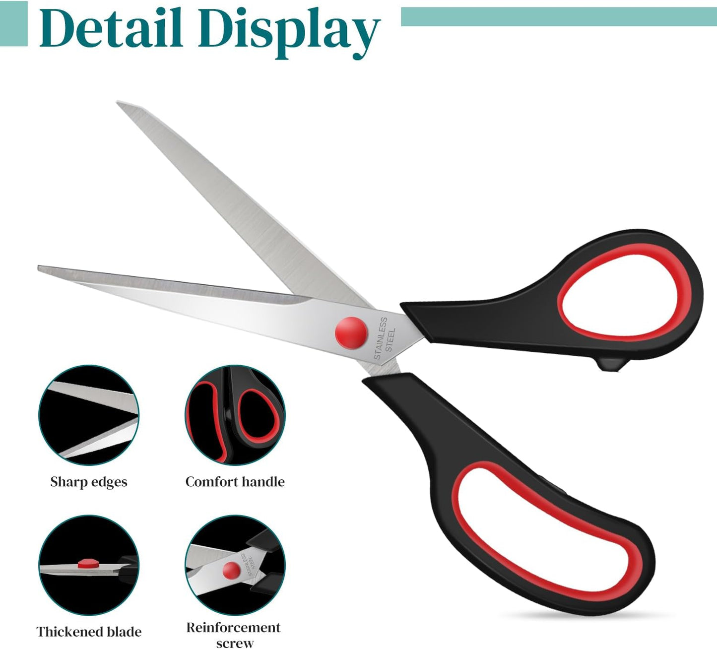 6 Packs Sewing Craft Scissors Bulk,8" Multipurpose Heavy Duty Sharp Scissors,Stainless Steel Shears for Home Office Student Supplies,Yellow