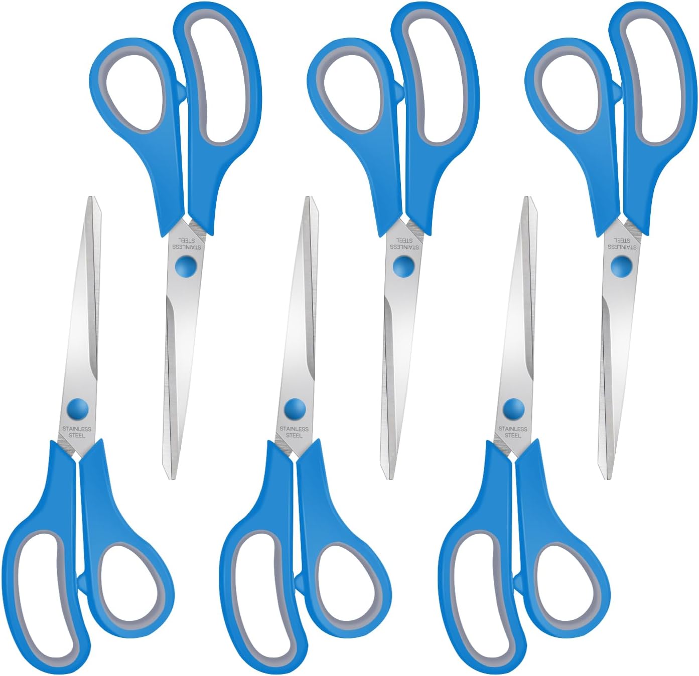 6 Packs Sewing Craft Scissors Bulk,8" Multipurpose Heavy Duty Sharp Scissors,Stainless Steel Shears for Home Office Student Supplies,Yellow
