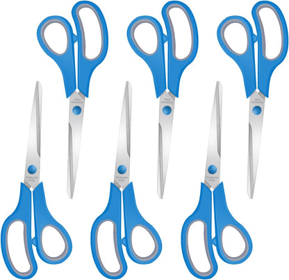 6 Packs Sewing Craft Scissors Bulk,8" Multipurpose Heavy Duty Sharp Scissors,Stainless Steel Shears for Home Office Student Supplies,Yellow