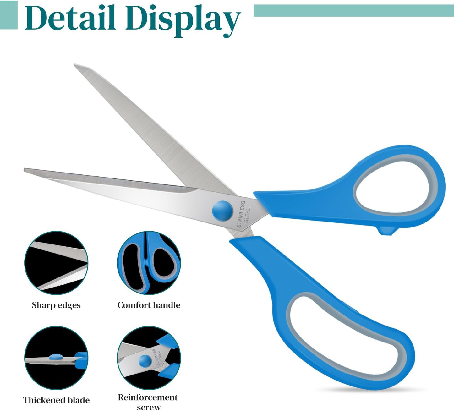 6 Packs Sewing Craft Scissors Bulk,8" Multipurpose Heavy Duty Sharp Scissors,Stainless Steel Shears for Home Office Student Supplies,Yellow