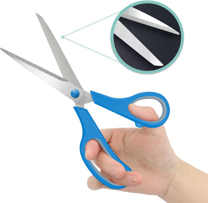 6 Packs Sewing Craft Scissors Bulk,8" Multipurpose Heavy Duty Sharp Scissors,Stainless Steel Shears for Home Office Student Supplies,Yellow