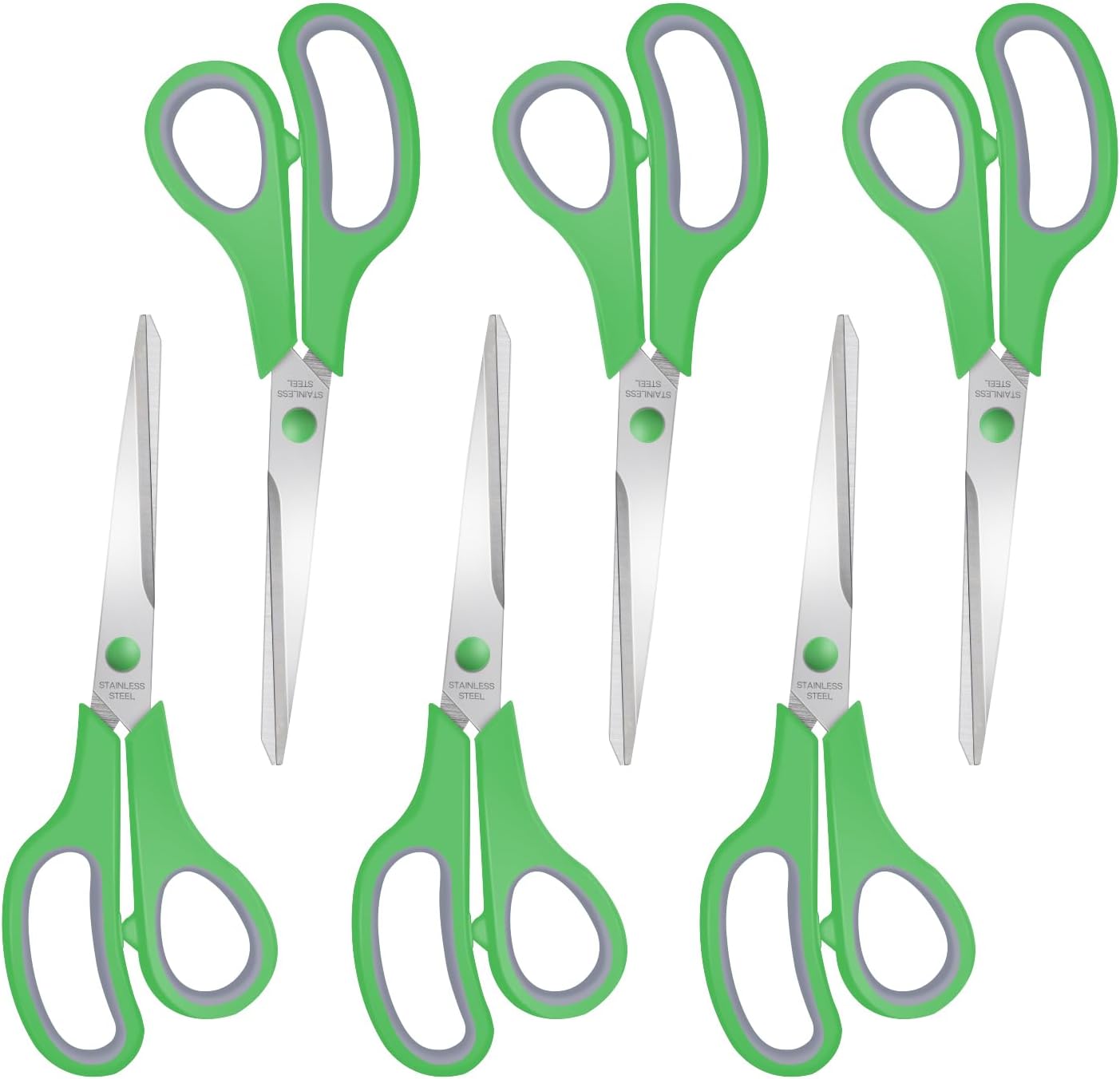 6 Packs Sewing Craft Scissors Bulk,8" Multipurpose Heavy Duty Sharp Scissors,Stainless Steel Shears for Home Office Student Supplies,Yellow