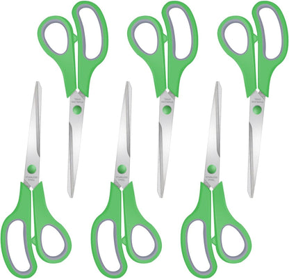 6 Packs Sewing Craft Scissors Bulk,8" Multipurpose Heavy Duty Sharp Scissors,Stainless Steel Shears for Home Office Student Supplies,Yellow