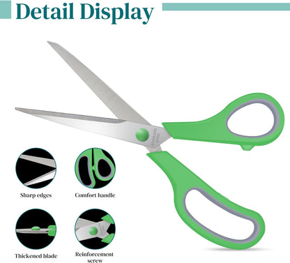 6 Packs Sewing Craft Scissors Bulk,8" Multipurpose Heavy Duty Sharp Scissors,Stainless Steel Shears for Home Office Student Supplies,Yellow