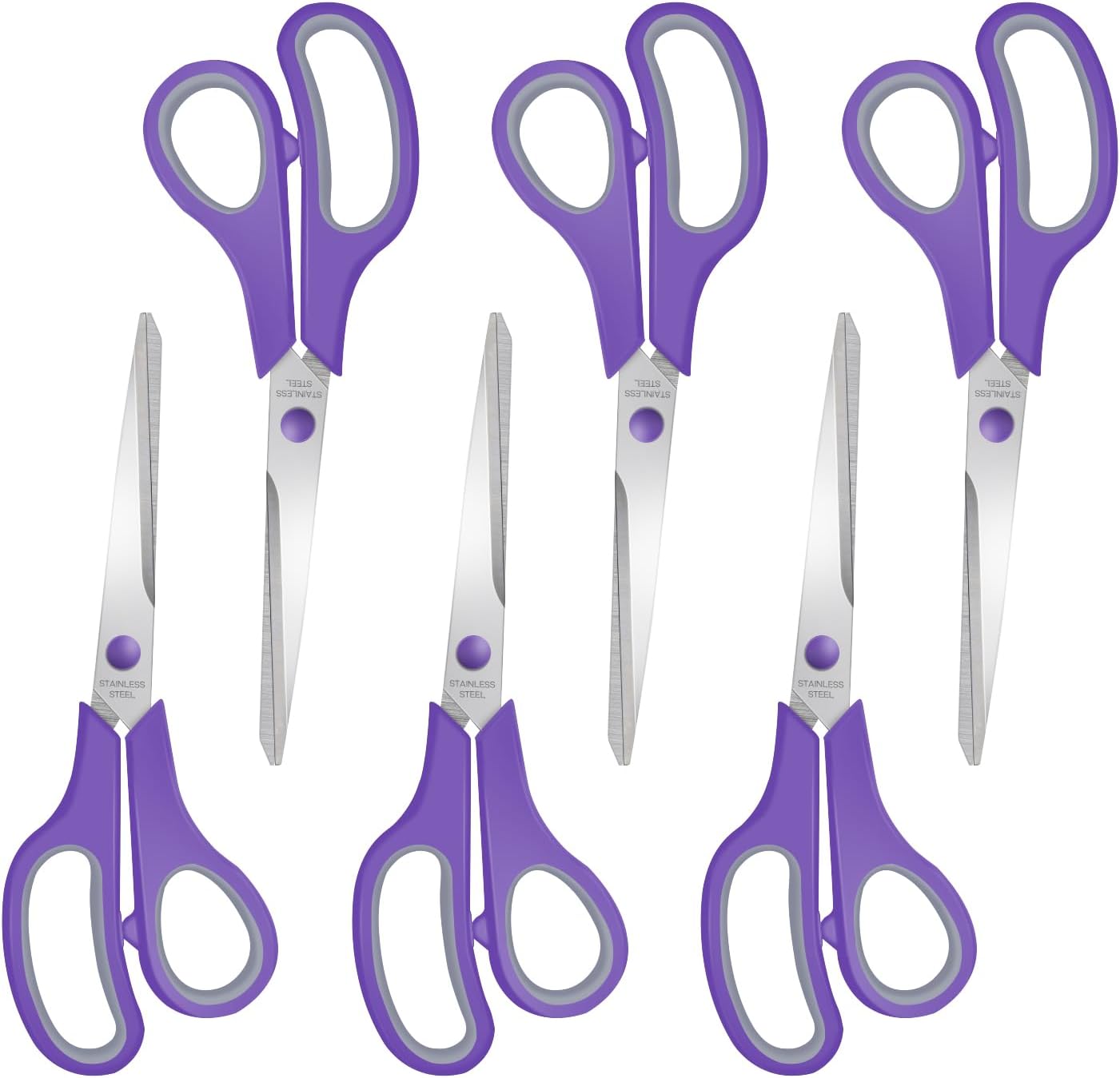 6 Packs Sewing Craft Scissors Bulk,8" Multipurpose Heavy Duty Sharp Scissors,Stainless Steel Shears for Home Office Student Supplies,Yellow