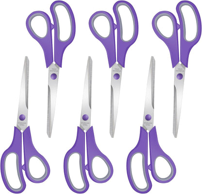 6 Packs Sewing Craft Scissors Bulk,8" Multipurpose Heavy Duty Sharp Scissors,Stainless Steel Shears for Home Office Student Supplies,Yellow