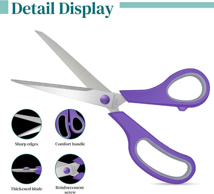 6 Packs Sewing Craft Scissors Bulk,8" Multipurpose Heavy Duty Sharp Scissors,Stainless Steel Shears for Home Office Student Supplies,Yellow