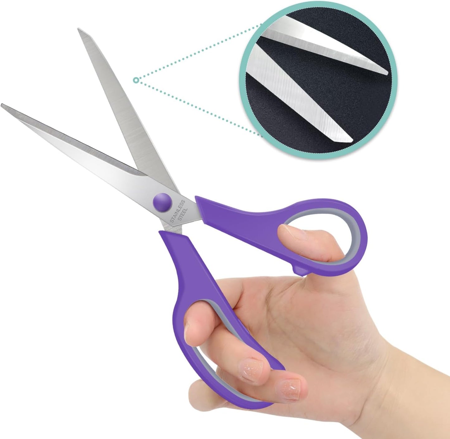 6 Packs Sewing Craft Scissors Bulk,8" Multipurpose Heavy Duty Sharp Scissors,Stainless Steel Shears for Home Office Student Supplies,Yellow