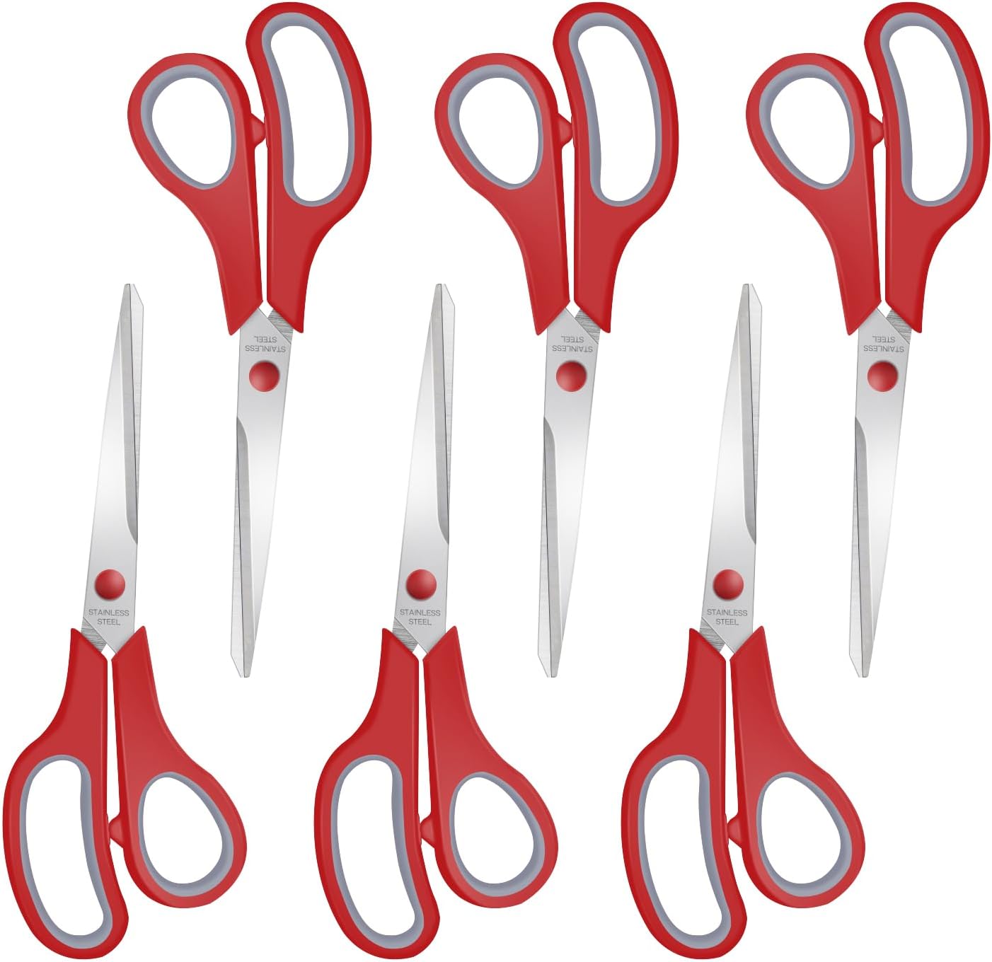 6 Packs Sewing Craft Scissors Bulk,8" Multipurpose Heavy Duty Sharp Scissors,Stainless Steel Shears for Home Office Student Supplies,Yellow