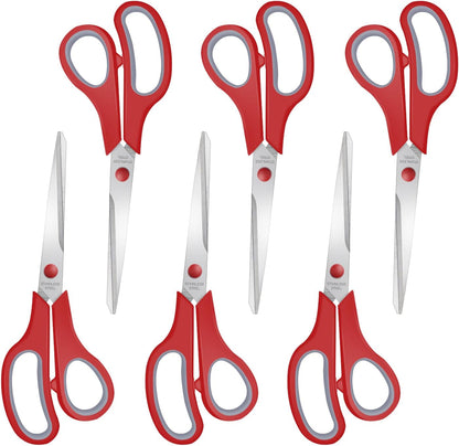 6 Packs Sewing Craft Scissors Bulk,8" Multipurpose Heavy Duty Sharp Scissors,Stainless Steel Shears for Home Office Student Supplies,Yellow