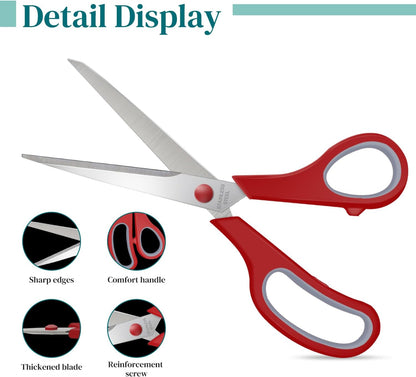 6 Packs Sewing Craft Scissors Bulk,8" Multipurpose Heavy Duty Sharp Scissors,Stainless Steel Shears for Home Office Student Supplies,Yellow
