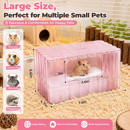 Hamster Sand Bath Container, Small Animal Dust Bath House with Scoop,Yellow | Enclosed Hamster Bathroom Digging Box & Toilet for Guinea Pig Gerbil Hedgehog Chinchilla Ferret