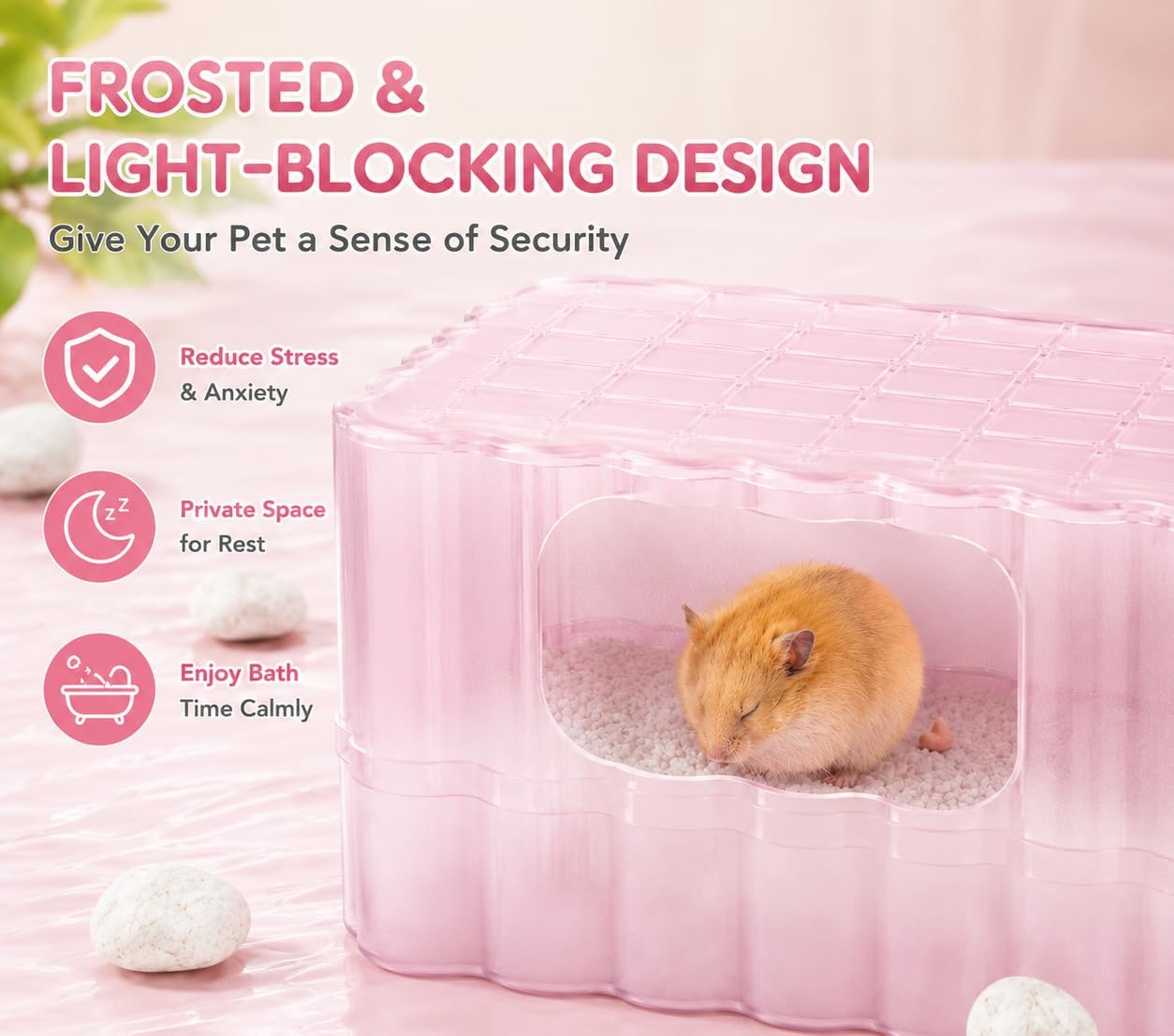 Hamster Sand Bath Container, Small Animal Dust Bath House with Scoop,Yellow | Enclosed Hamster Bathroom Digging Box & Toilet for Guinea Pig Gerbil Hedgehog Chinchilla Ferret