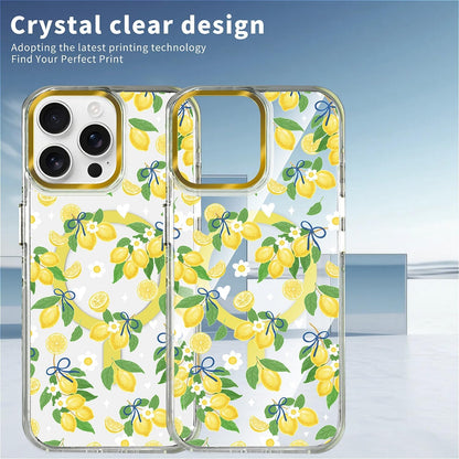 Clear Magnetic Case for iPhone 14 Pro Max, Slim Anti-Yellow Transparent Cover, Military Grade Protection, Phone Cases for iPhone 14 Pro Max, Summer Lemon Bow