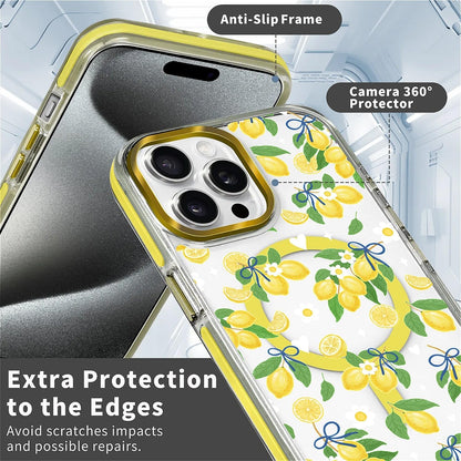 Clear Magnetic Case for iPhone 14 Pro Max, Slim Anti-Yellow Transparent Cover, Military Grade Protection, Phone Cases for iPhone 14 Pro Max, Summer Lemon Bow